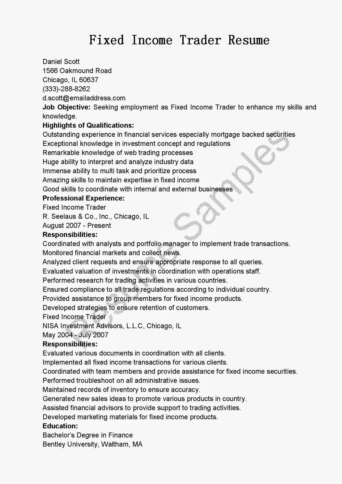 Stock broker resume examples